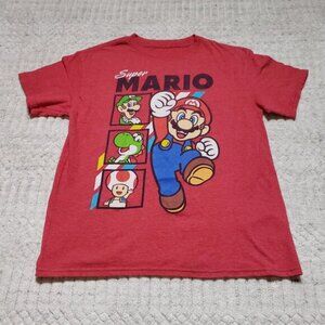 Super Mario Bros - Super Mario & Friends Big Boy's Red T-Shirt Size Small